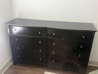 Black Wood Dresser with 8 Drawers