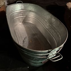 (3) Behrens 16 gallon Steel Oval Tubs Hot Dipped Galvanized 