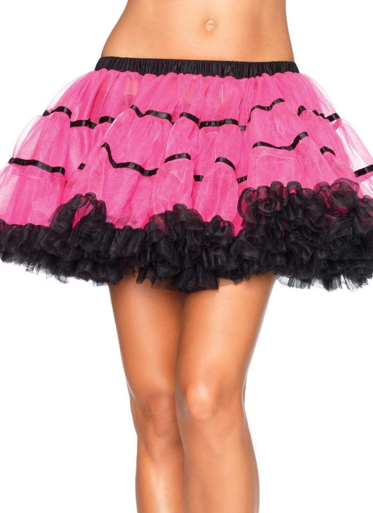 Layered Satin Striped Tulle Petticoat Skirt
