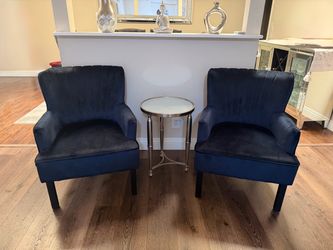 Set of 2 Navy Blue Velvet Accent Chairs