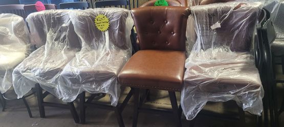 Brown leather barstools 26" set of 4