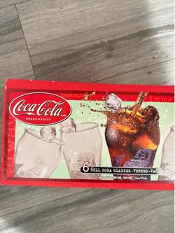 6 brand new bell tower Coca-Cola glasses.