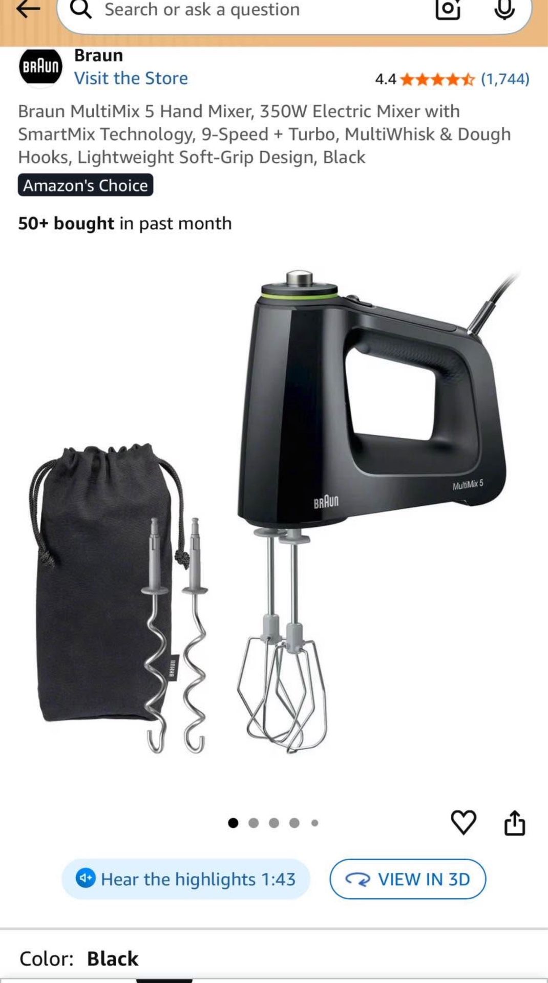 Braun Handheld Electric Mixer