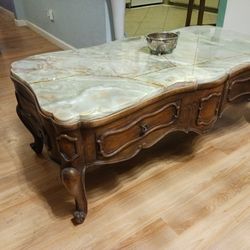 Vintage Coffee Table with Green Onyx