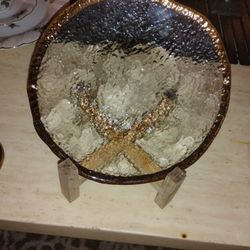 Glacier Italy Hand Decorated/Form 10K Gold Rim 10”