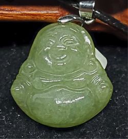 Burmese Jadeite Pendant Happy Mini Buddha. 