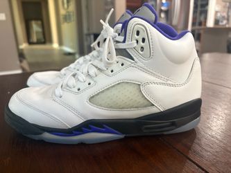 Jordan 5 Retro White Dark Concord Black GS Size 4.5Y