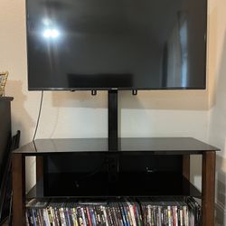 📺 TV Stand with Mount – 3 Glass Shelves – $50
