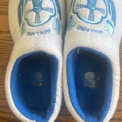 White Blue Clog Slippers Holland Sz 5-6