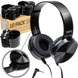 Bulk Classroom Headphones (10 Pack) - On-Ear Premium Student Headsets: Perfect for Kids K-12 in Classrooms, Schools & Class Sets (Great Value, Durable