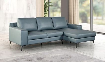 Genuine Leather Sectional - Available in Blue or Black Color