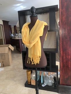 Warm and cozy yellow Shawl with fringes-pashmina