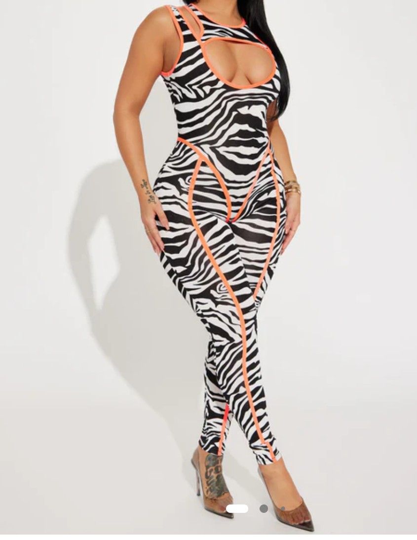 Zebra Print Jumpsuit 1x