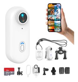 H8 64GB 4K Thumb Action Camera, Mini Body Cameras, Wearable Pocket Vlogging Camera, Multiple Accessory Mount Anywhere Small Portable Hands-Free Helmet