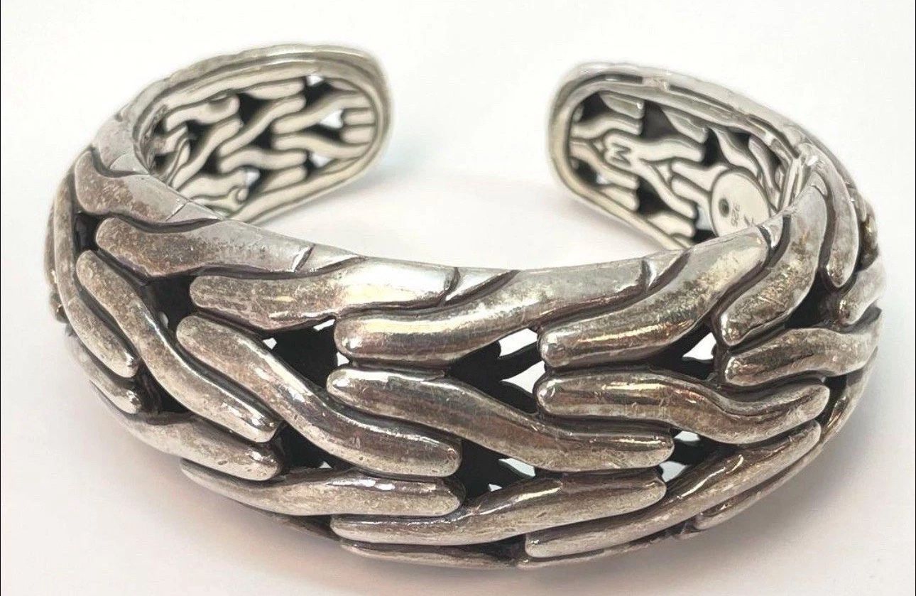 FREE SHIPPING! John Hardy 925 Silver Bamboo Dancing Monkey Interior Hinged Cuff Bracelet 7”