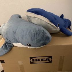 IKEA WHALE AND SHARK PLUSH TOYS