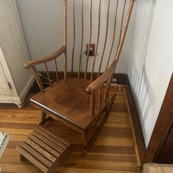 Wood Rocking Chair Sit Footstool 