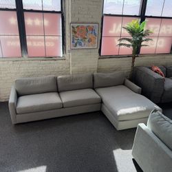 Room & Board gray 2 piece sectional couch