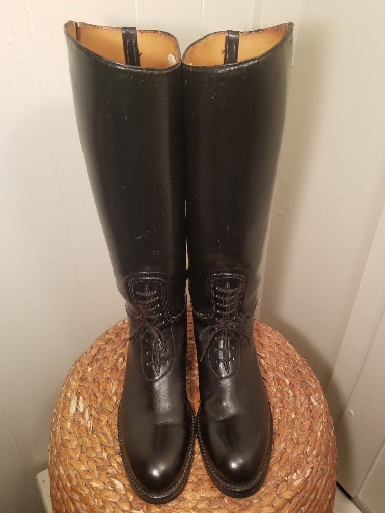 New Dehner Front-Laced Motorcycle Patrol Boots - 8.5D Black Leather Dehcord Uppers