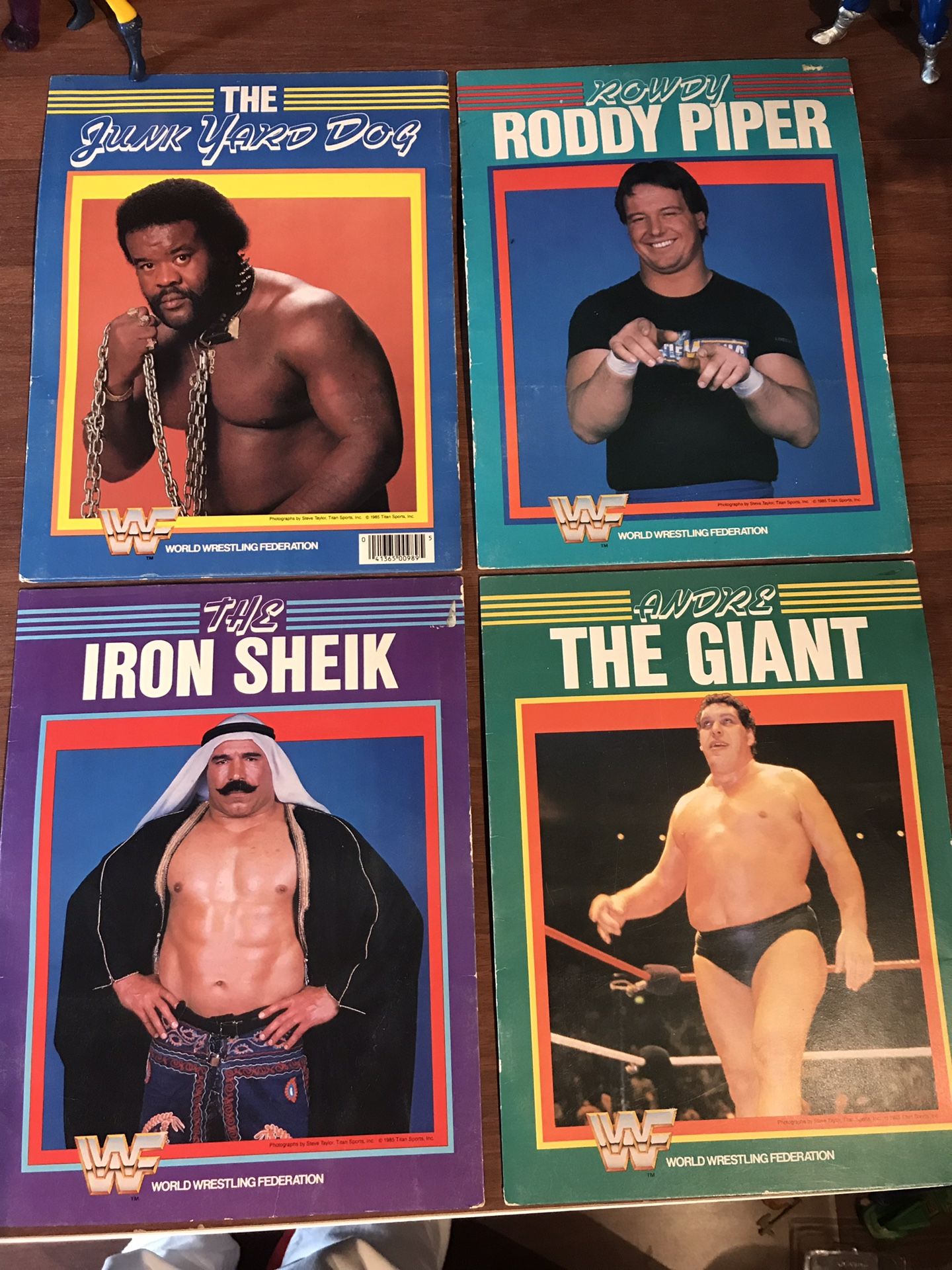 1985 Vintage WWE Folders Andre, Junk Yard, Sheik, Rowdy Piper