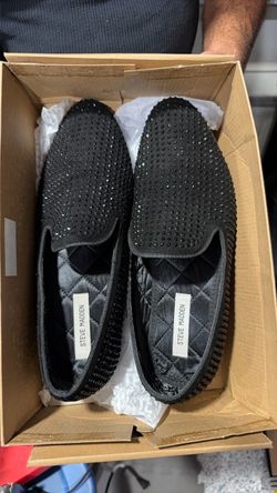 Steve Madden Black Rhinestone Slip-On Shoes size 11