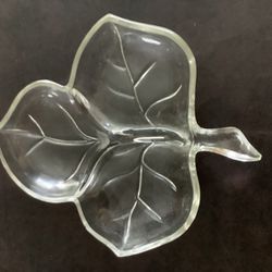 Vintage Glass Maple Leaf Shaped Dish