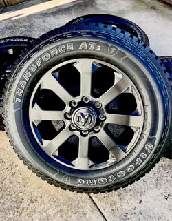 New 2026 Ram 2500 OEM Laramie Night Edition Black Wheels and Firestone AT2s 100% Tread