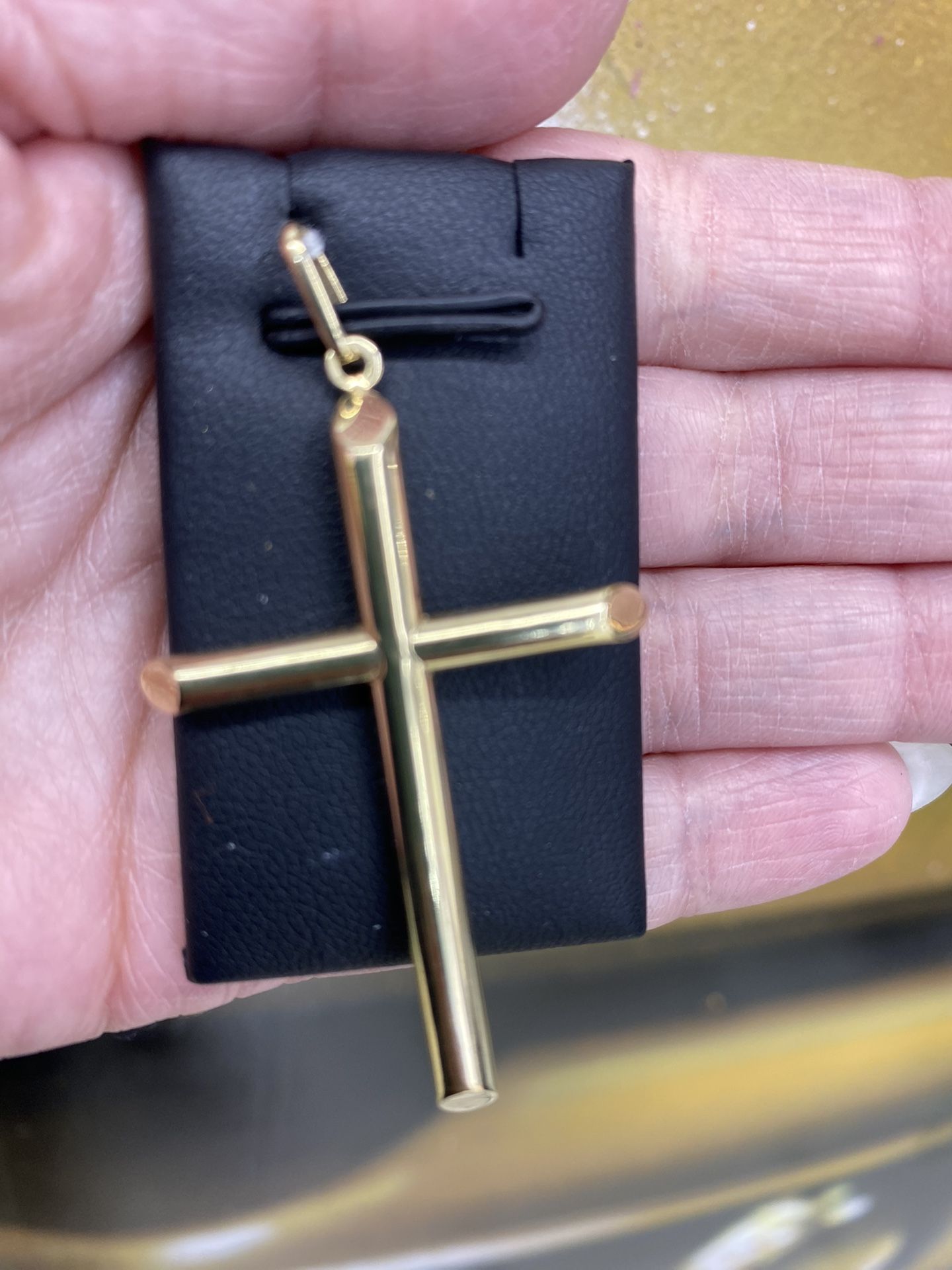 14k TUBE CROSS CHARM