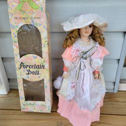 Vintage 16 1/2" The Classical Collection Porcelain Doll  Hand Painted