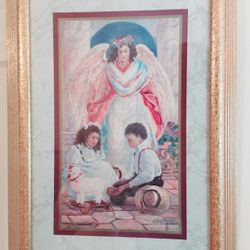 PICTURE OF BEAUTIFUL ANGEL WATCHING OVER CHILDREN (offers welcome)