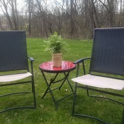 2 Chair And Table  Flower  Not For Sale