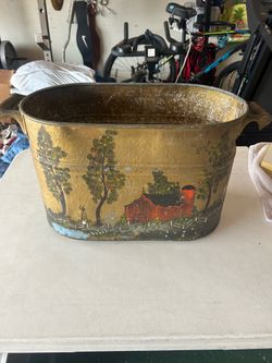Vintage Fireplace Kindling Bin - Painted School House
