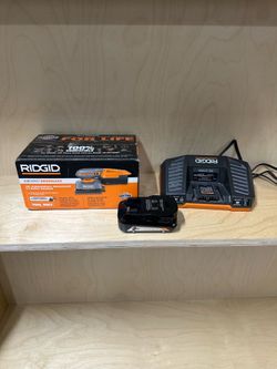 Ridgid cordless sheet sander, battery and charger