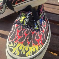 Vans Low Top Black with Flames Mens 11.5