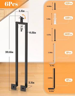 6-Pack U-shaped 39.6” stair balusters with adjustable top bracket