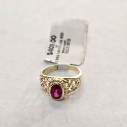 14kt Gold Red Stone Baby Ring 