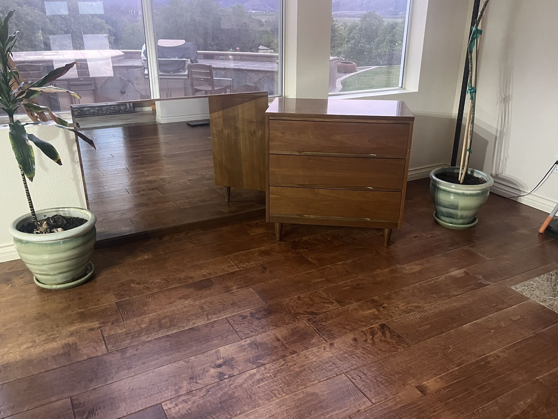 Mid-Century Three Drawer, Dresser With Mirror
