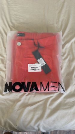 Fashion nova Men Fit check stacked skinny flared pants orange