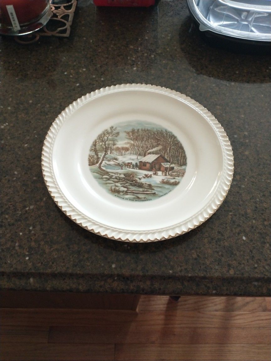 Porcelain Decorative Plate - "A Home in the Wilderness."