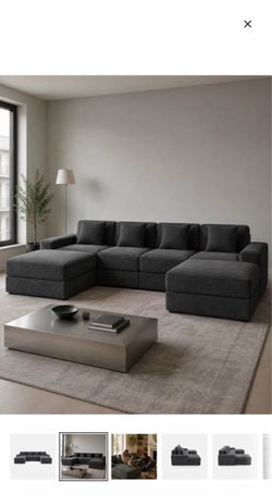 Large Modular Sectional Sofa with Ottomans