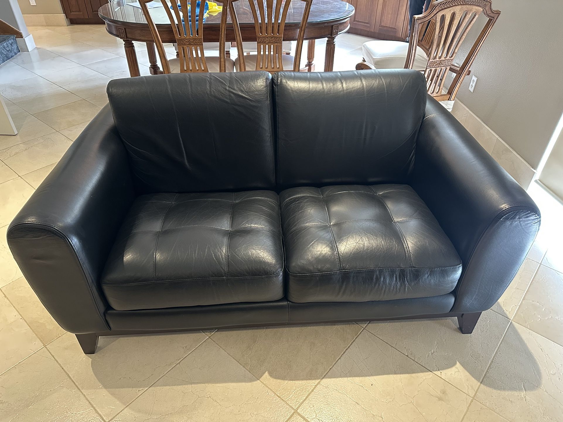 LEATHER LOVE SEAT (couch) with OTOMAN and CHAIR