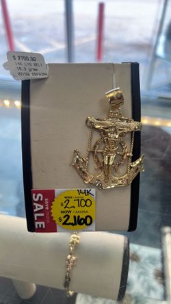 14K Jesus Cross Anchor Pendant 16.3 Grams