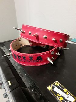 Dog collar 100%leather S,M,L,XL with spikes custom (collares para perros grandes resistentes todas las medidas puro cuero)