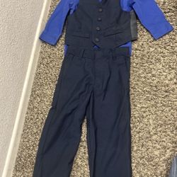 2T Kenneth Cole Reaction Navy Blue Vest Pant Suit For Wedding/Church/Holiday