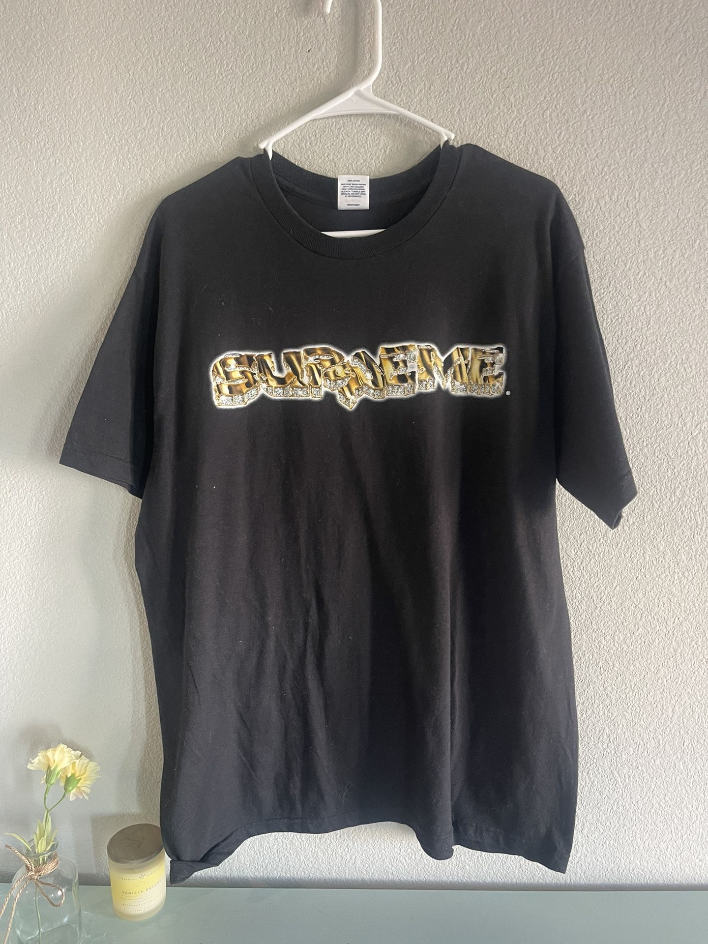 Supreme Diamond Supreme Spellout Tee Black Men's Size Large In Stores Now