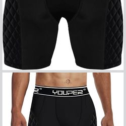Youper Adult Elite Compression Padded Sliding Shorts w/Cup Pocket for Baseball, Football-S