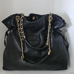 Like New! Tory Burch Marion Slouchy black leather Tote bag