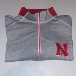 Men's Antigua  gray/Red/white Nebraska Huskers GHalf-Zip Pullover 2016 edition 