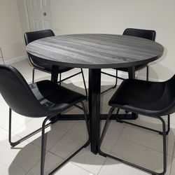 Ashley Furniture Gray Round Dining Table + 4 Chairs –