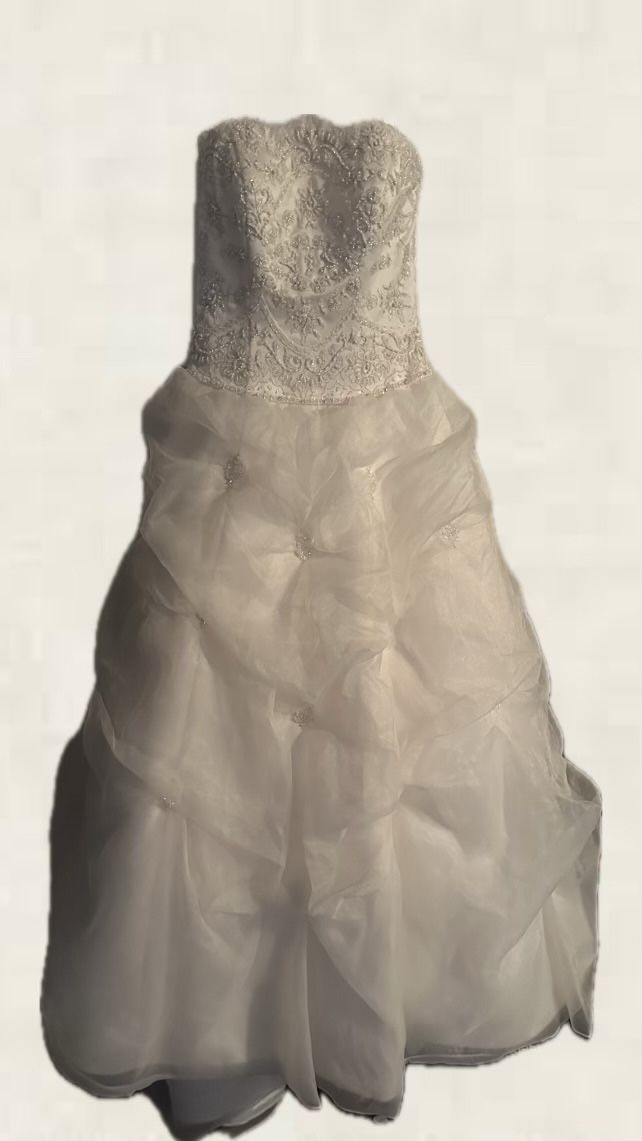 Oleg Cassini Ivory strapless beaded and sequined wedding dress
